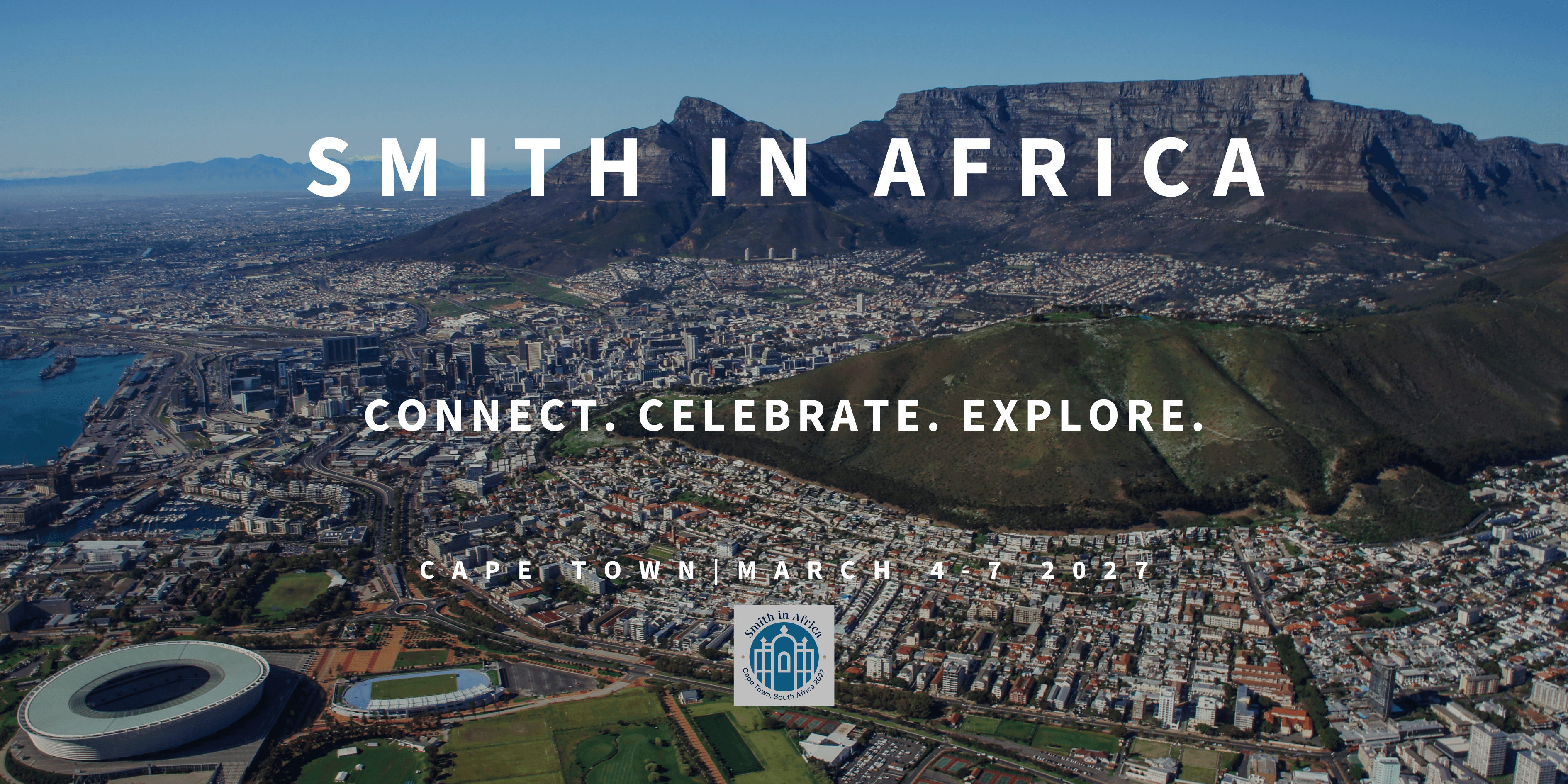 Aerial view of Cape Town and Table Mountain for Smith in Africa, March 2027.